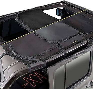 SmittyBilt Extended Shade Top with Skylights – Black Diamond/Mesh (18+ JLU) - SB